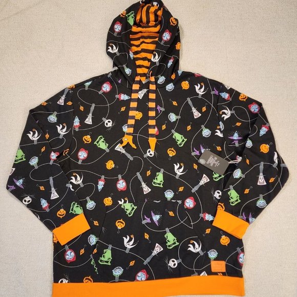 Loungefly Disney NBC Christmas Tree String Ornaments Unisex Hoodie Size XL NEW - Picture 1 of 14